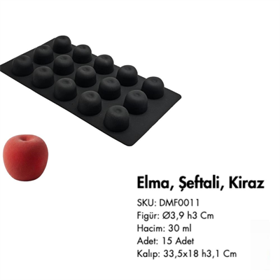 Silikon Mini Meyveli Dondurma Kalıbı Elma ve Şeftali Şekilli