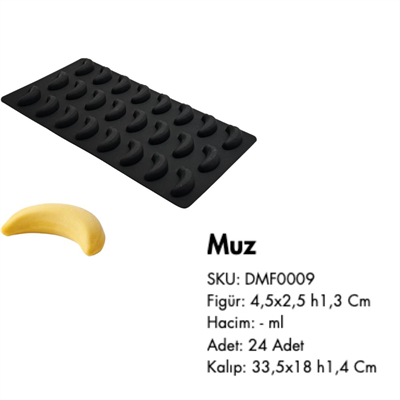 Silikon Mini Meyveli Dondurma Kalıbı Muz Şekilli