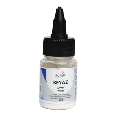 Dr. Gusto Su Bazlı Likit 25 gr Beyaz Gıda Boyası - Pasta, Krem Şanti ve Şeker Hamuru için Kapatıcı Renk Boyası