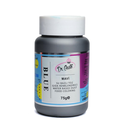 Dr. Gusto Su Bazlı Toz Gıda Boyası Mavi 75 gr - Profesyonel Yoğun Pigment Pastacılık Boyası