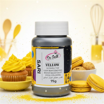 Su Bazlı Toz Sarı Gıda Boyası 75 Gr – Profesyonel Pasta ve Şeker Hamuru Renklendirici