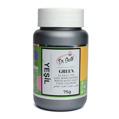 Dr. Gusto Su Bazlı Toz Yeşil Gıda Boyası 75 gr - Pasta, Krem Şanti ve Şeker Hamuru için Yoğun Renk Tozu