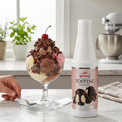 Topping Çikolatalı Sos 1 Kg – Waffle, Pancake, Tatlı ve İçecekler İçin Yoğun Çikolata Aromalı Topping