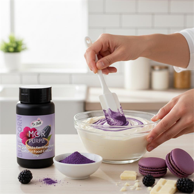 Toz Mor Doğal Gıda Boyası 25 g – Bitkisel Kaynaklı, Pasta ve Tatlılar İçin Katkısız Renk Boyası