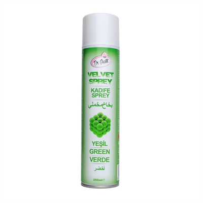 Yeşil Kadife Sprey Pasta Boyası 250 ml – Pasta, Mousse, Tatlı ve Şekerleme Kaplama Spreyi