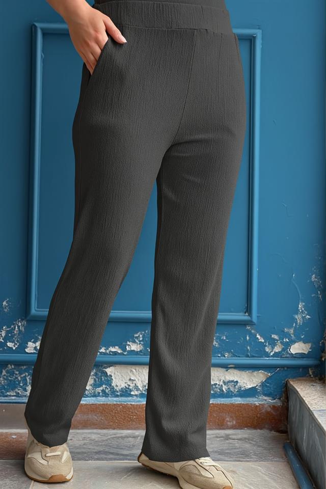 Gri Bürümcük Kumaş Kadın Pantolon