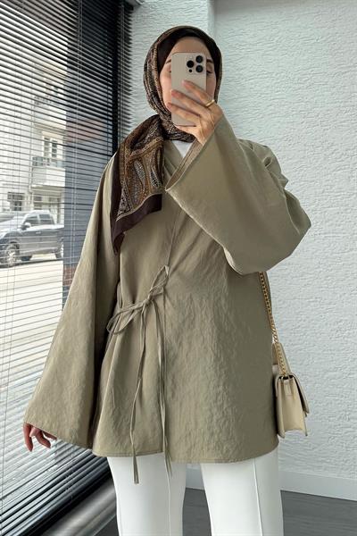 Şal Yaka Tensel Kimono – Küf Yeşili