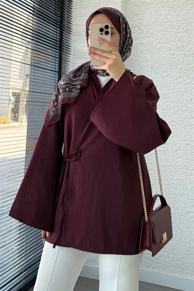 Şal Yaka Tensel Kimono – Mürdüm