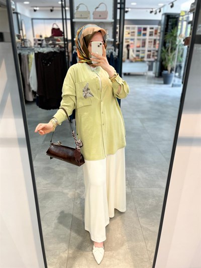 Alesya Cebi Taş Detaylı Tunik - Mint