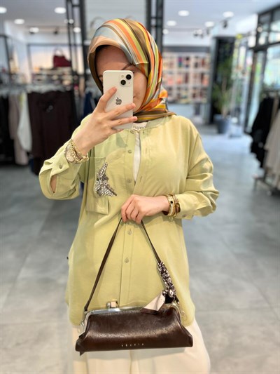 Alesya Cebi Taş Detaylı Tunik - Mint
