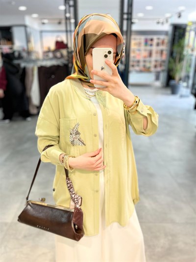 Alesya Cebi Taş Detaylı Tunik - Mint