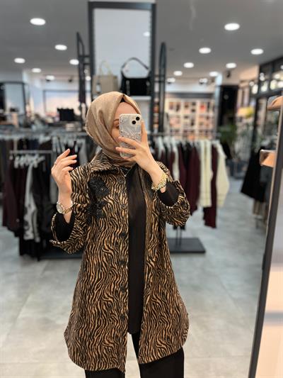 Fuat Gürşen Zebra Desen Kap - Camel