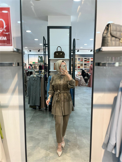 Heddy Brode Nakışlı Pantolonlu Takım - Haki