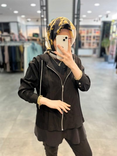 Jenne Desenli Üçlü Takım - Siyah