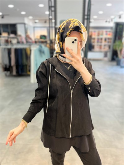 Jenne Desenli Üçlü Takım - Siyah