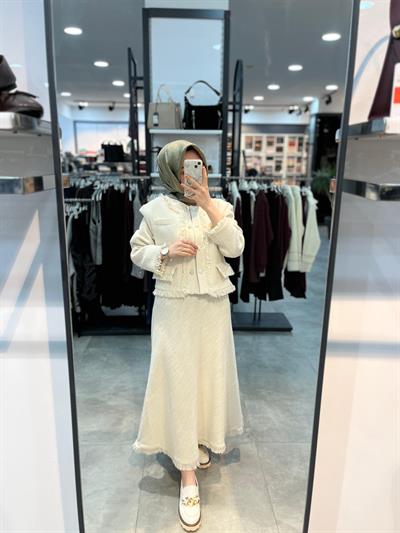 Matex Ceket Etek Chanel Takım - Ekru
