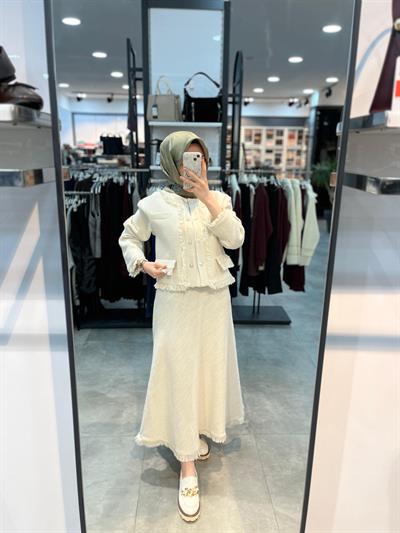 Matex Ceket Etek Chanel Takım - Ekru