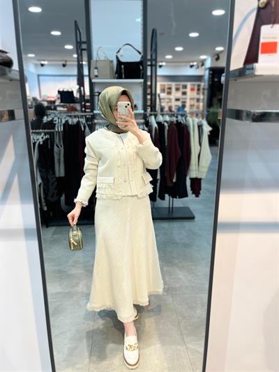 Matex Ceket Etek Chanel Takım - Ekru
