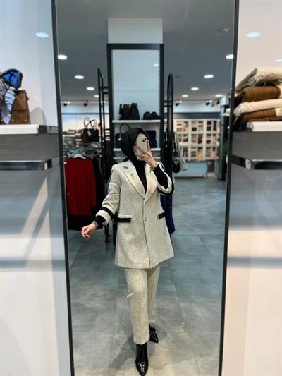 Matex Pantolon Ceket Chanel Takım - Siyah