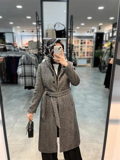 Matex Zigzag Desen Angora Kaban - Siyah
