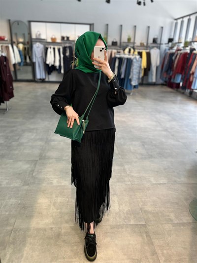 N Prive Eteği Lazer Kesim Takım - Siyah