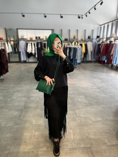 N Prive Eteği Lazer Kesim Takım - Siyah
