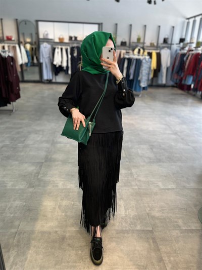 N Prive Eteği Lazer Kesim Takım - Siyah