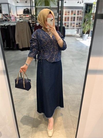 Nihan A-Line Denim Etek - İndigo