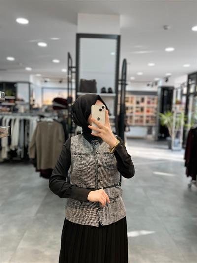 Nihan Chanel Yelek Etek Takım - Siyah
