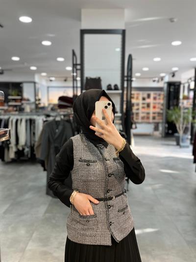 Nihan Chanel Yelek Etek Takım - Siyah