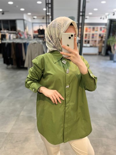 Nihan Düğme Detaylı Pamuk Tunik - AMAZON