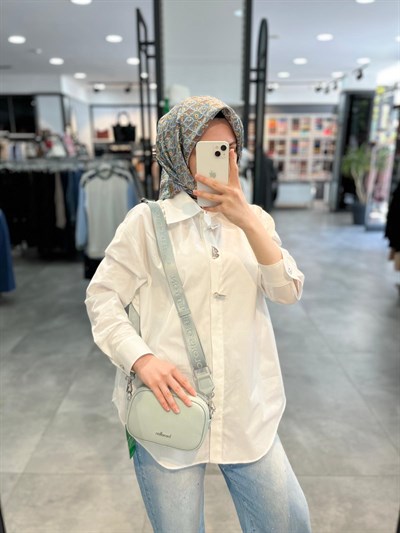 Nihan Düğme Detaylı Pamuk Tunik - Ekru