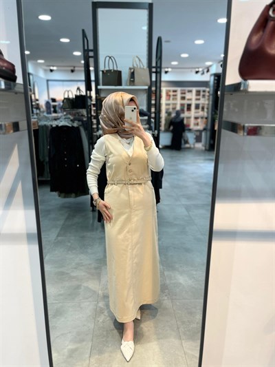Nihan Kemer Detaylı Kanvas Jile - Krem