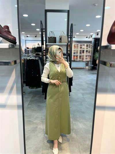Nihan Kemer Detaylı Kanvas Jile - Yeşil