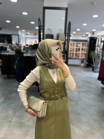 Nihan Kemer Detaylı Kanvas Jile - Yeşil