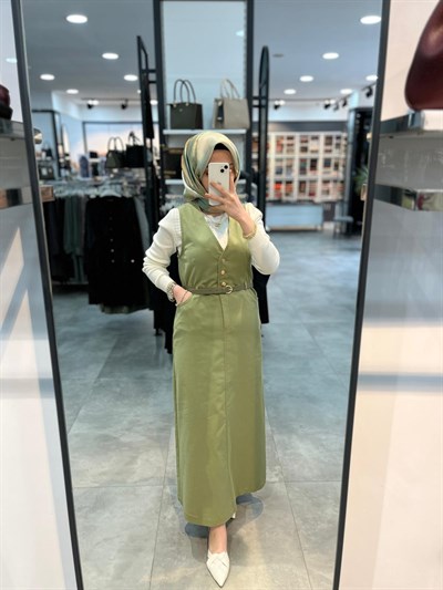 Nihan Kemer Detaylı Kanvas Jile - Yeşil
