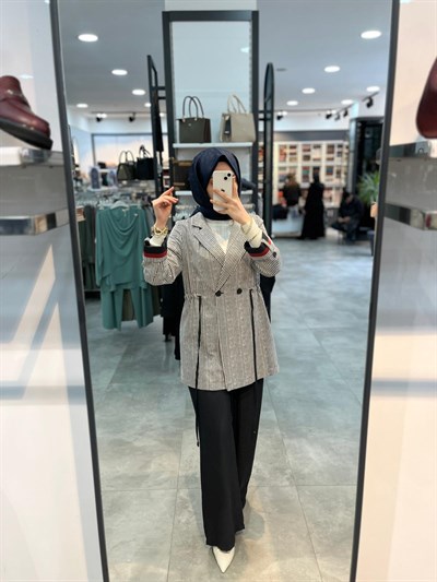 Nihan Keten Pantolon Ceket Takım - Siyah