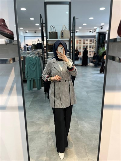 Nihan Keten Pantolon Ceket Takım - Siyah