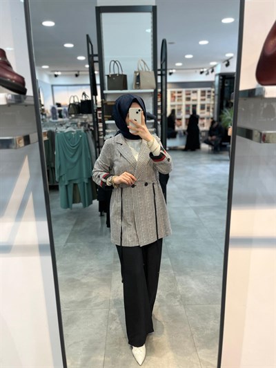 Nihan Keten Pantolon Ceket Takım - Siyah