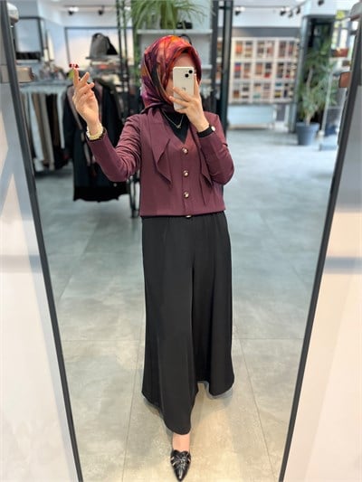 Nuss Atkı Aksesuarlı Kısa Hırka - Bordo