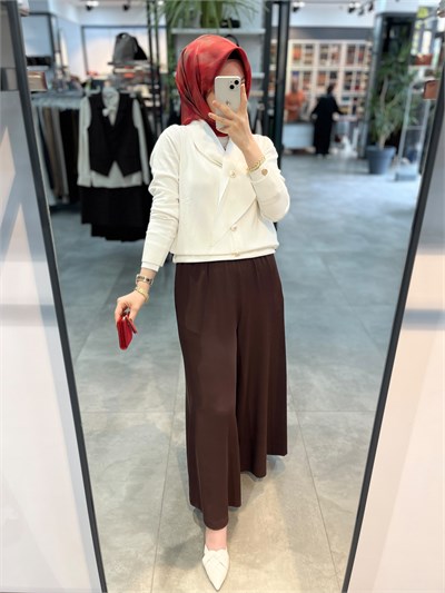 Nuss Atkı Aksesuarlı Kısa Hırka - Ekru