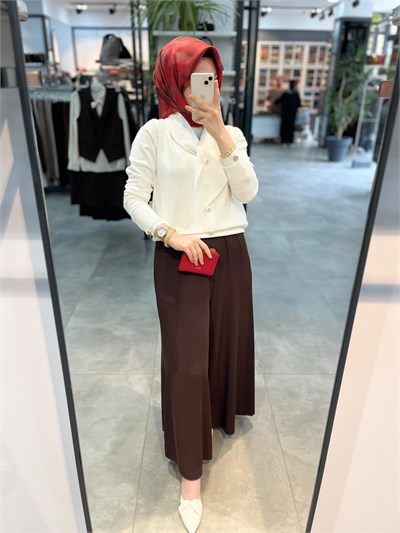 Nuss Atkı Aksesuarlı Kısa Hırka - Ekru