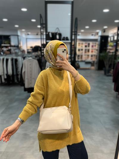 Nuss Dik Yaka Angora Tunik - Hardal