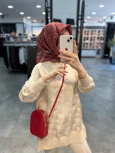 Nuss Ribanalı Jakar Tunik - Krem