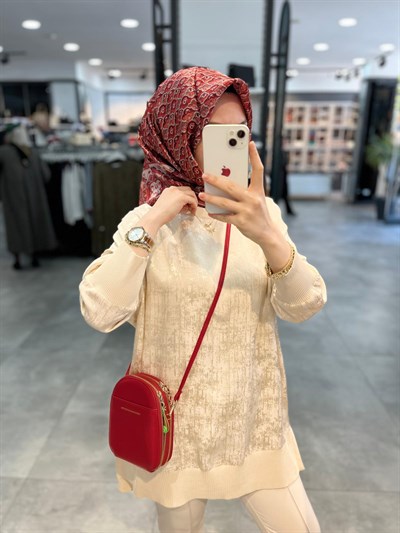 Nuss Ribanalı Jakar Tunik - Krem