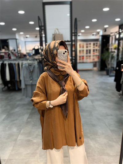 Nuss Triko Düşük Kol Basic Gömlek - Taba