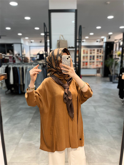Nuss Triko Düşük Kol Basic Gömlek - Taba