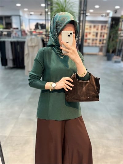 On Triko Yanı Fermuarlı Kazak - Nefti
