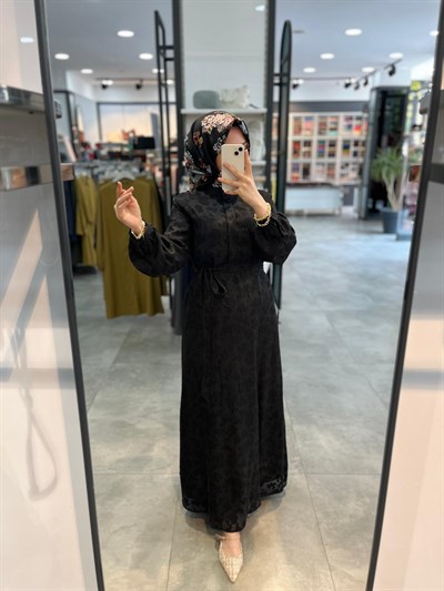 Tuğba Balon Kol Elbise - Siyah