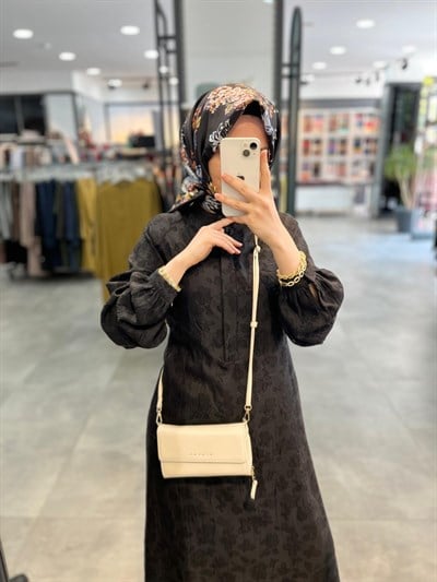 Tuğba Balon Kol Elbise - Siyah